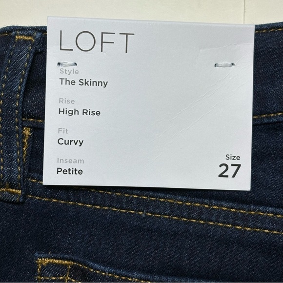 LOFT Curvy Fit High Rise Skinny Jeans 27/4 Petite Classic Dark Indigo Wash NEW - Picture 11 of 12